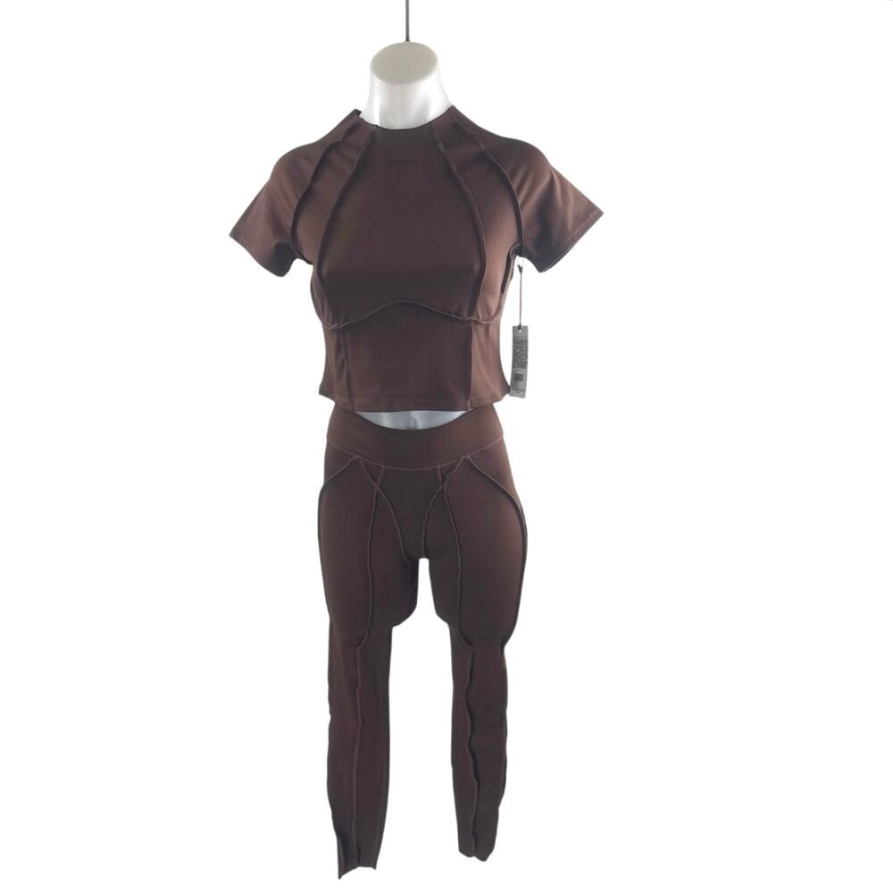 NEW BTTRM BetterMe Contour Stitch Crop Top Leggings Athletic Activewear Set Sz M
